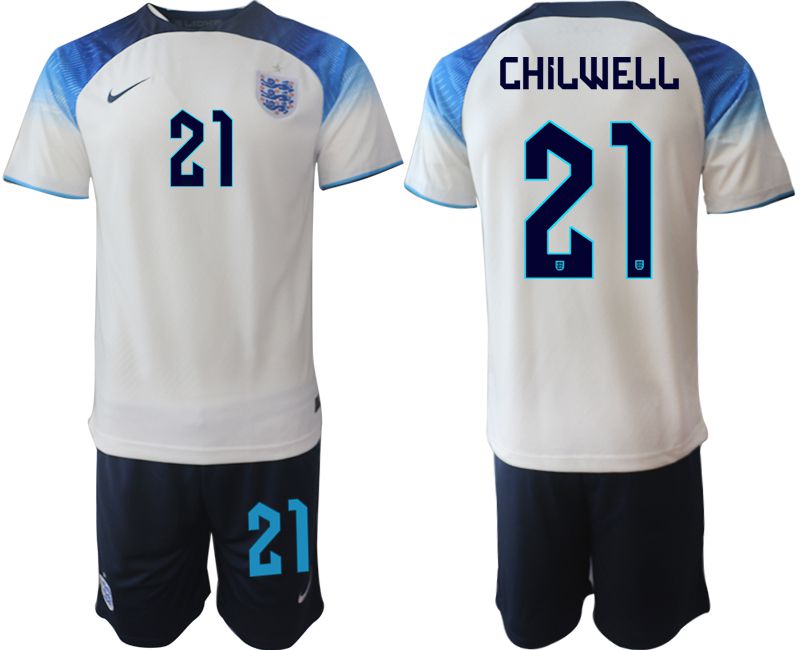 Men 2022 World Cup National Team England home white #21 Soccer Jerseys